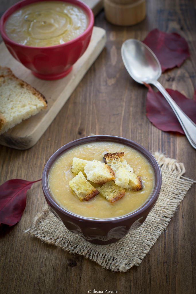 Vellutata di cicerchie con castagne e zucca